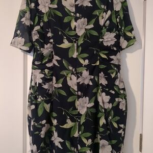 Hobbs London Dress US 12 Navy Floral